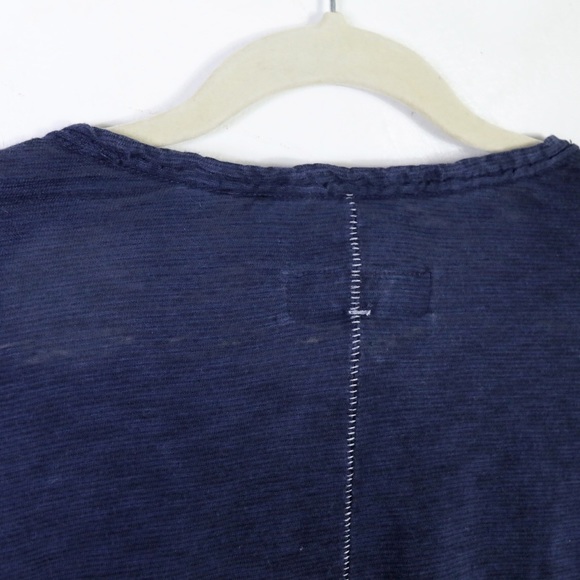 Rag & Bone Navy Blue Linen Cotton Blend Short  Sleeve Shirt - Picture 3 of 4